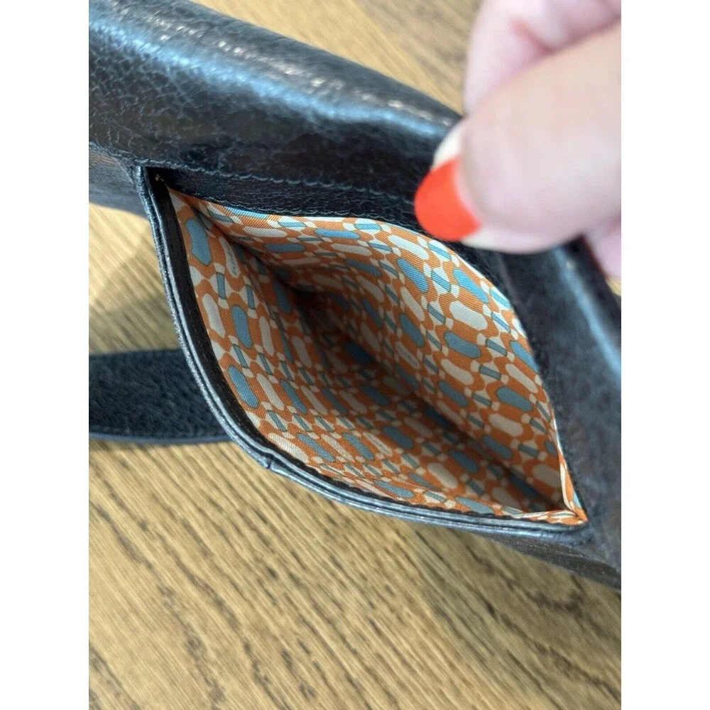 HOBO The Original Black Leather Studded Shoulder Bag Asymmetrical Flap Lined - Picture 11 of 14